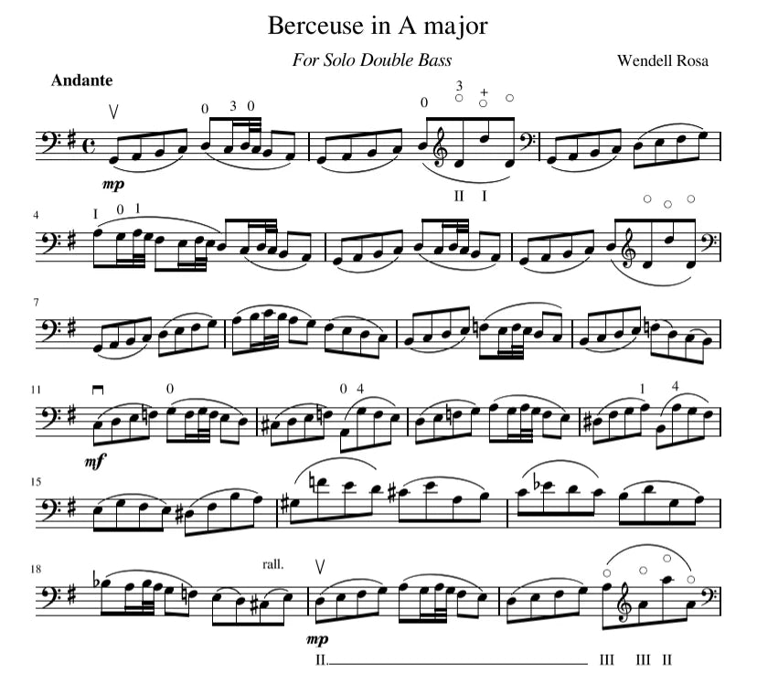 Wendell Rosa: Berceuse in A Major for solo double bass