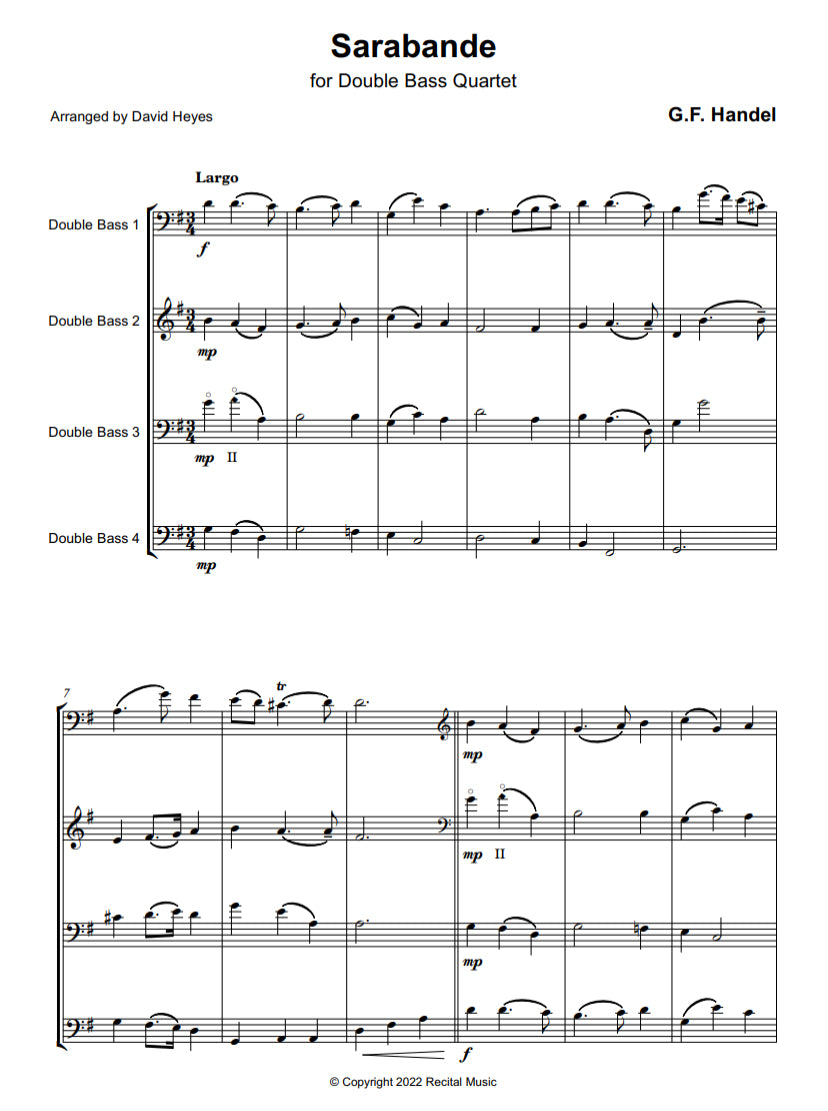 Bach, Funck, Handel & Pachelbel: Baroque Bass Quartets (arranged by David Heyes)