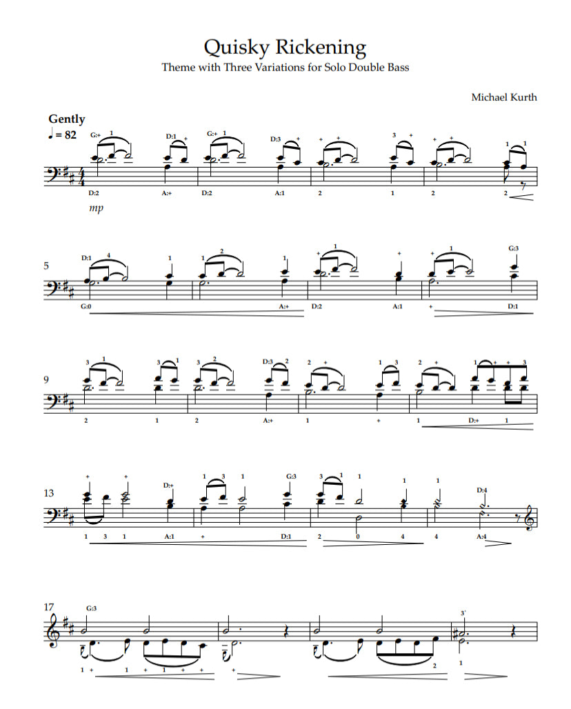 Michael Kurth: Quisky Rickening Theme with Three Variations for solo double bass