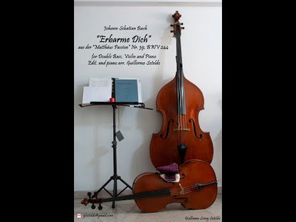 J.S. Bach: Erbarme dich, mein Gott for double bass (BWV 244), violin (or violincello), and piano (edited by Guillermo Soteldo)